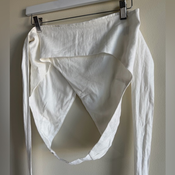 Free the Label Milan Wrap Linen Top White Size S NWOT Coastal Minimalist - Picture 5 of 8